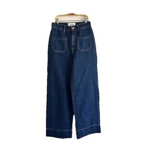 JJXX Wide Leg High Waist Jeans Size 27 Inseam 32 Patch Pockets Dark Wash New